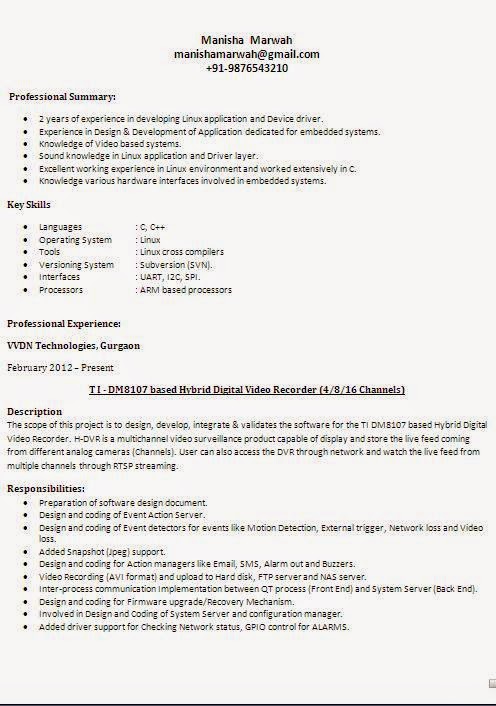 Resume for 2 years experienced